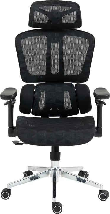 Karrige pune menaxheri Jeffer, rrjetë e zezë, 67x62x115-125cm