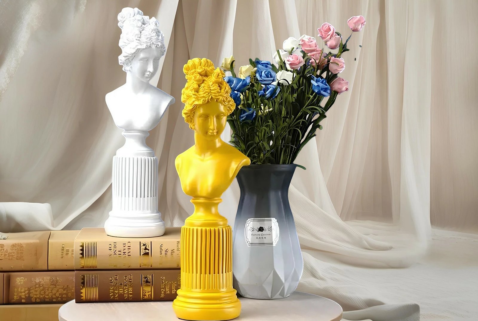 Set objekte dekorative (2 copë), Evila Originals, CY0428, e verdhë dhe e bardhë Set objekte dekorative (2 copë), Evila Originals, CY0428, e verdhë dhe e bardhë