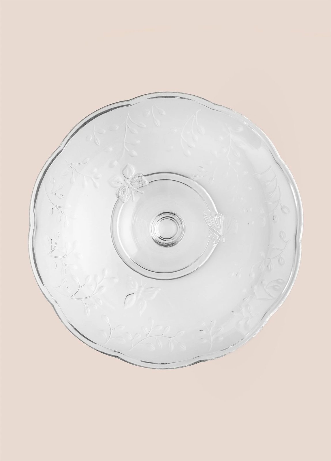 Pjatë për servirje ëmbëlsirash Hermia, xham transparent, CAM0499, 28x28x13cm