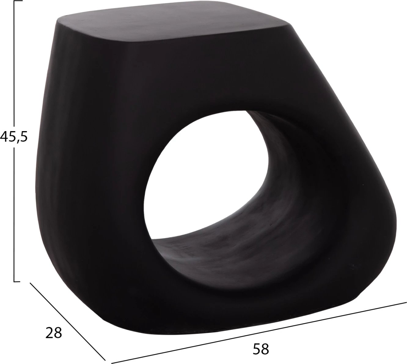 Karrige lounge LANS, fibër-cement, e zezë, 58x28x45.5cm