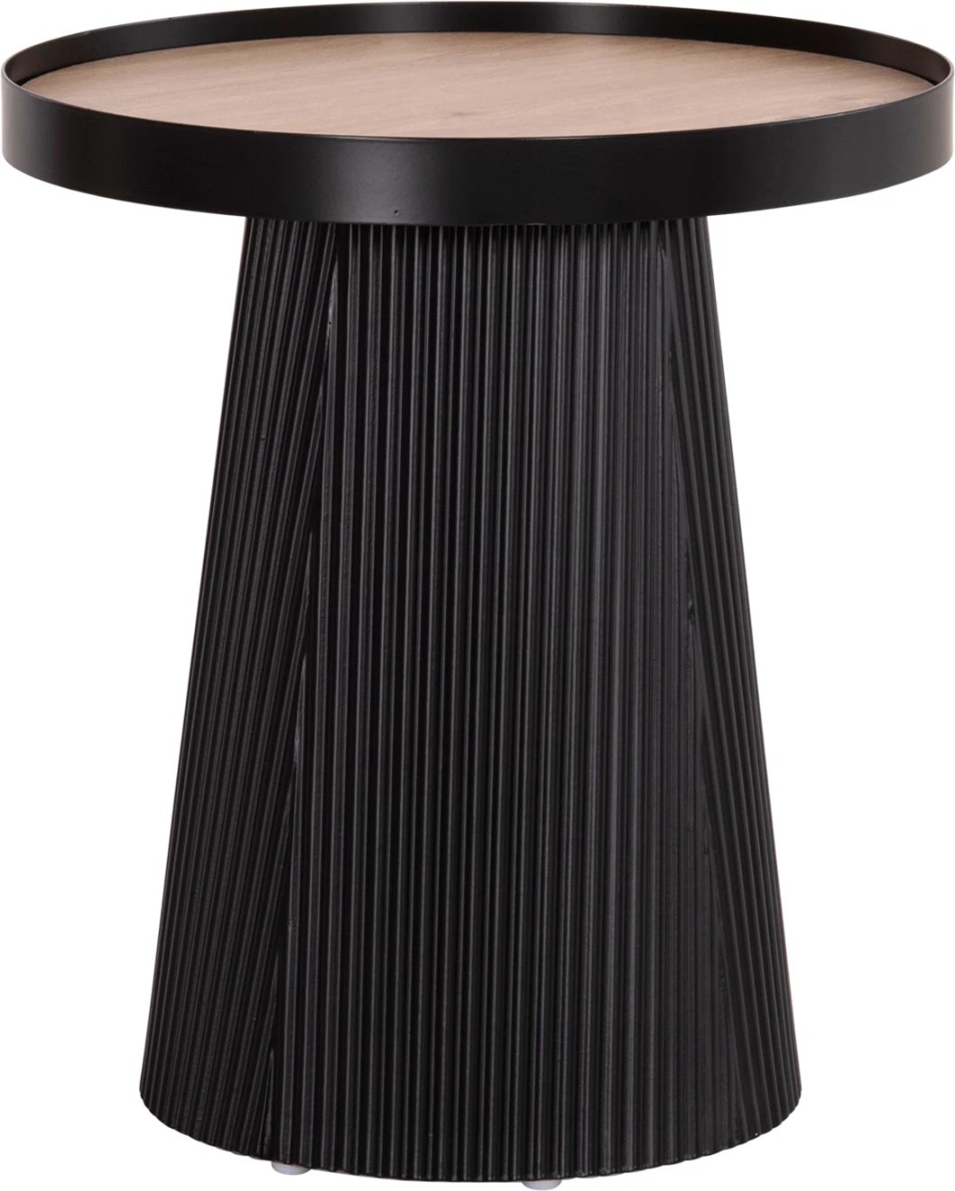 Tavolinë anësore DENTON FH18023.01 MDF, ngjyrë druri natyral, bazë e zezë, Φ45x51.5H cm.