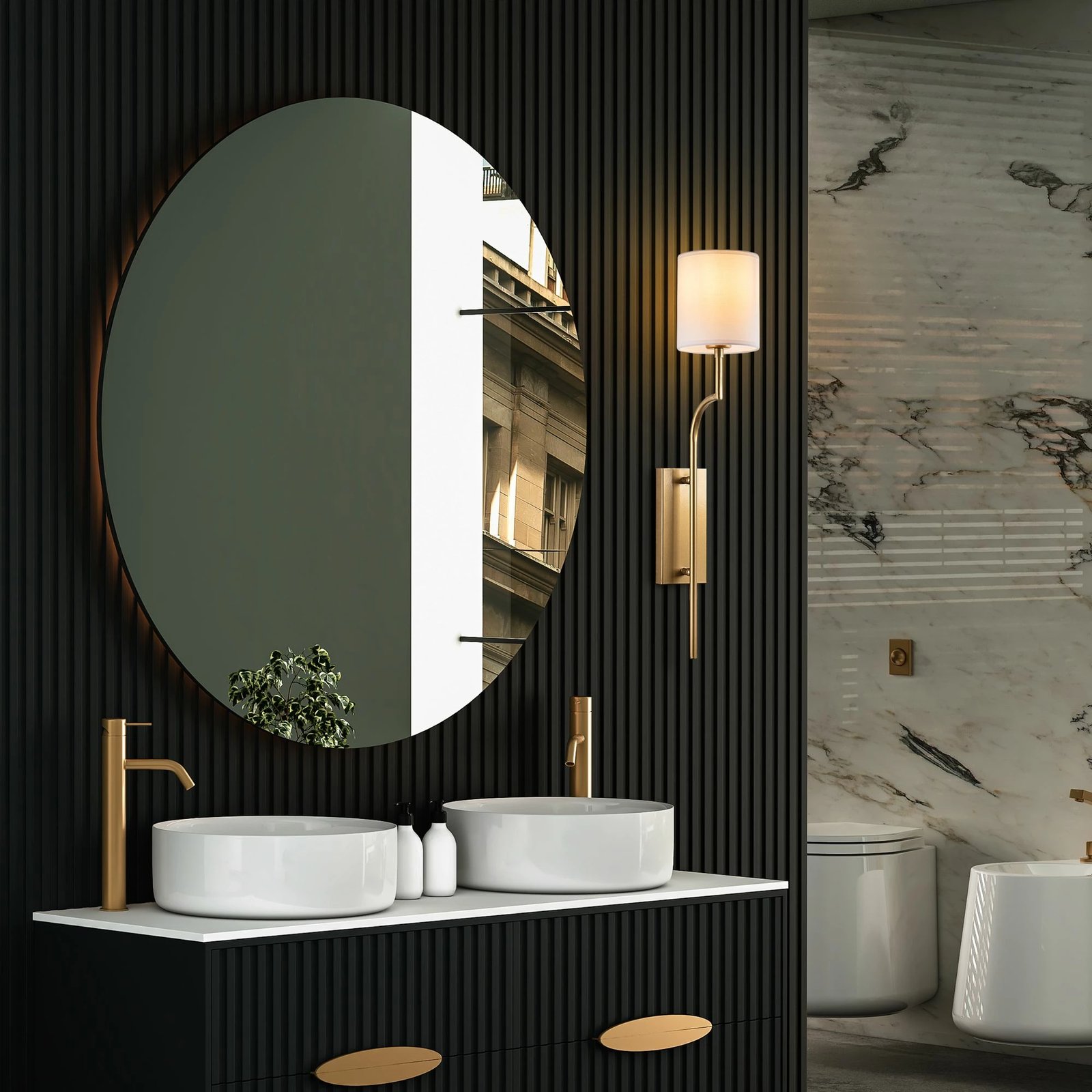 Llambë muri Opviq, Lumora - 15337, ngjyrë ari dhe e bardhë