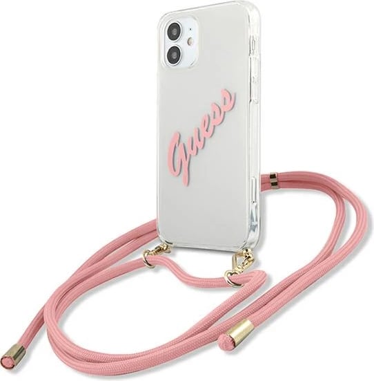 Mbështjellës Guess Script Vintage për iPhone 12 mini 5.4", Rozë