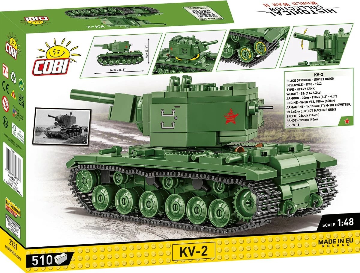Set ndërtimi Cobi Klocki KV-2, 510 pjesë, Jeshile