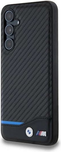 Mbështjellës BMW Leather Carbon për Samsung Galaxy A55, i zi