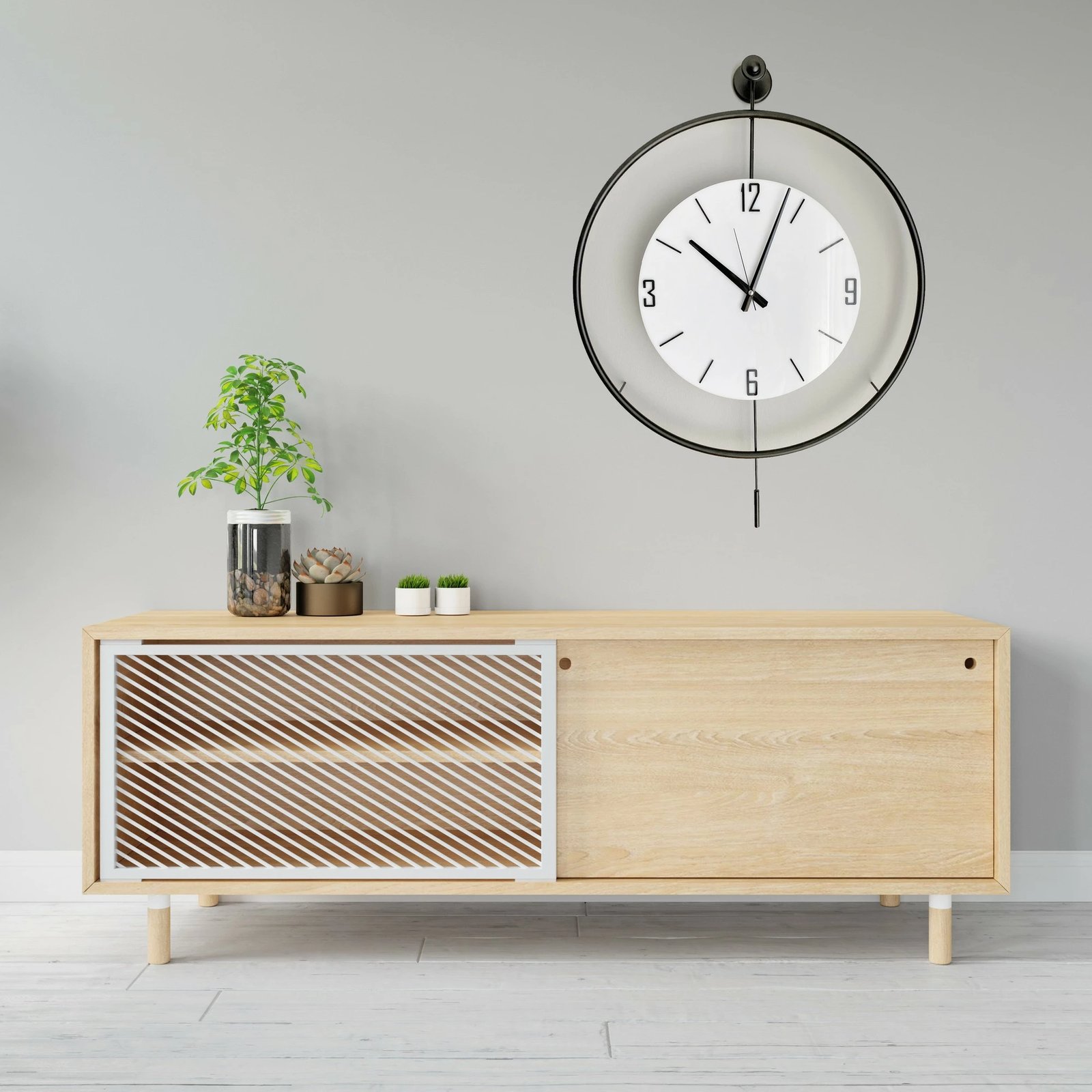 Orë muri dekorative prej metali, Wallity Mclock-00108, e zezë, 58x80x7 cm