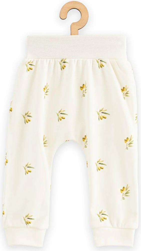 Pantallona bebe, NEW BABY, Olives, 100% pambuk organik, madhësia 80 (9-12m), bezhë