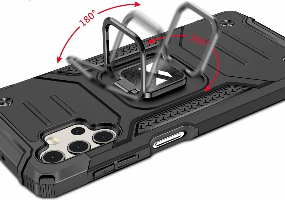 Mbështjellës Wozinsky Ring Armor me këmbë dhe unazë, për Samsung Galaxy A32 5G, i zi