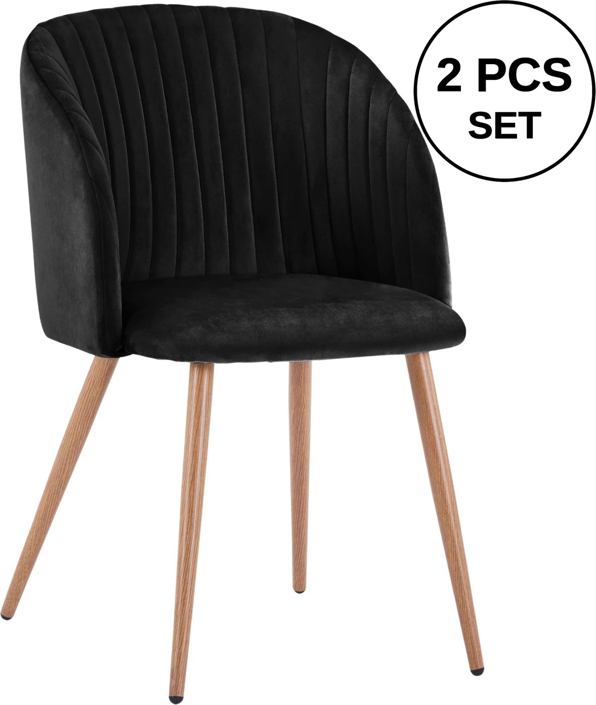 Karrige Leah me kadife të zezë dhe këmbë metalike FH8543.04 53x57x81 cm., set prej 2 copë