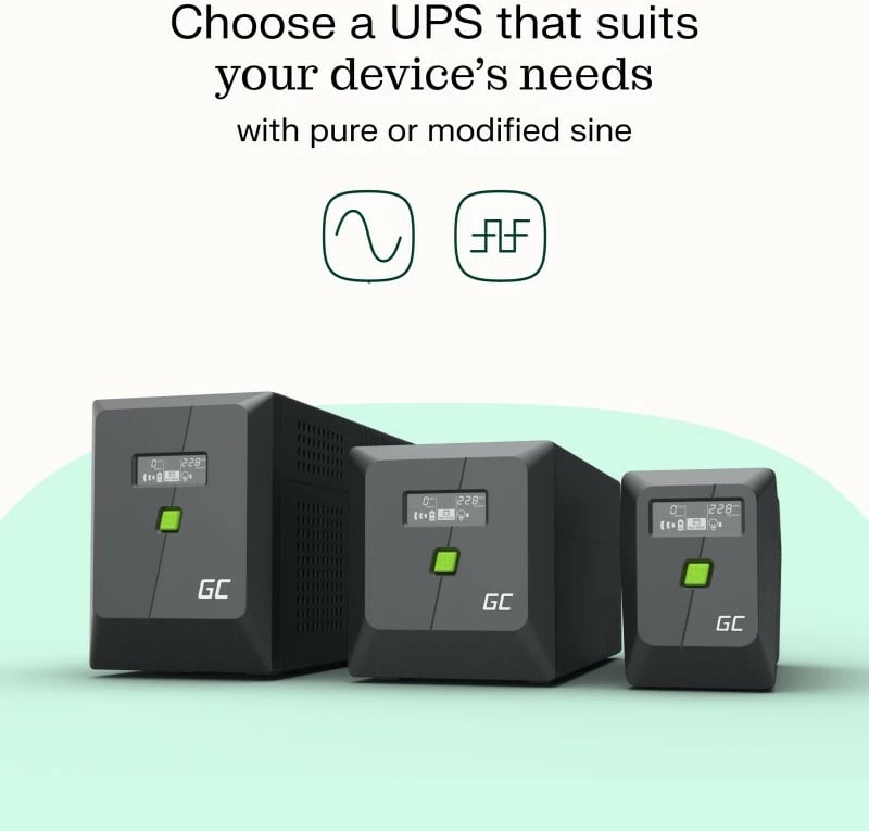 UPS Green Cell UPSLM480, 480W/850VA, me ekran LCD, i zi