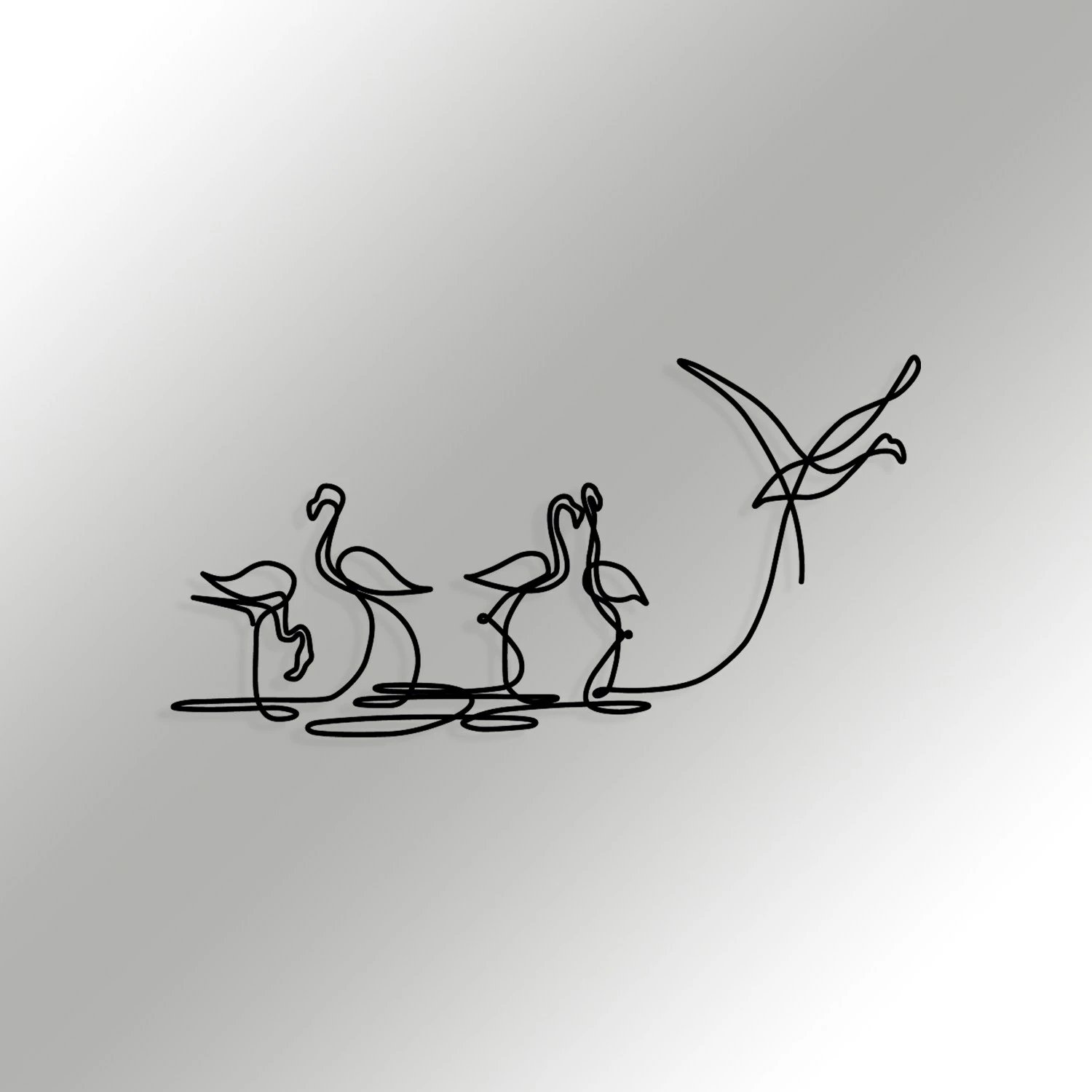 Aksesor dekorativ muri prej metali, flamingo, Wallity 316 S, ngjyrë e zezë, 10x15cm