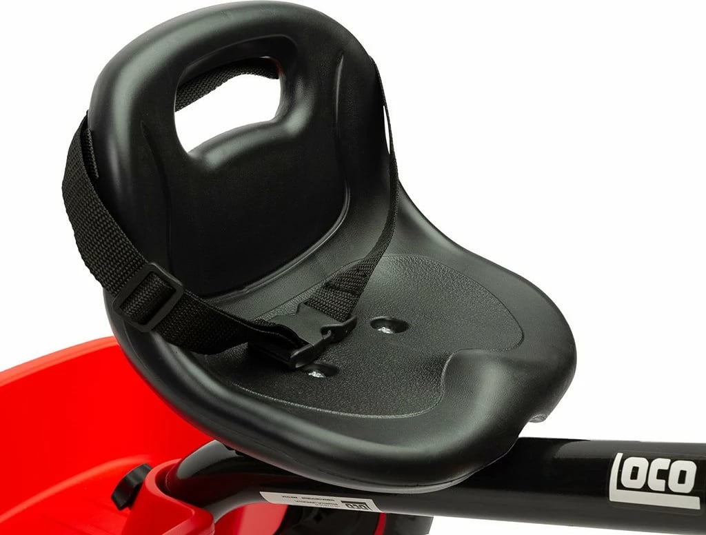 tricikletë fëmijësh, TOYZ, LOCO, për moshë 3-5 vjeç, kornizë metalike, rrota shkumë, 2 shporta, zile, sedilje e rregullueshme, e kuqe