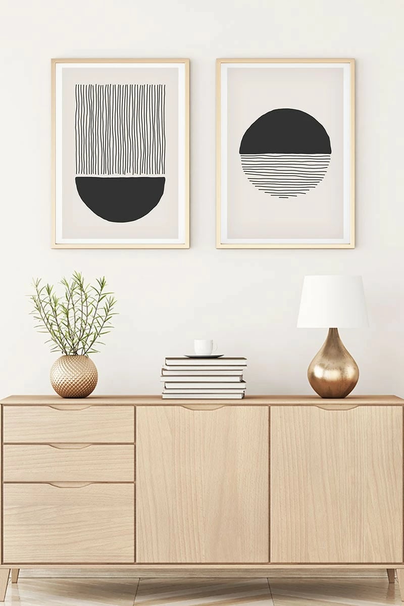 Pikturë dekorative me kornizë, MDF, 2 copë, Wallity, Huhu142, 50x35cm