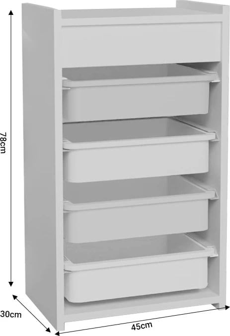 Komodë me shporta Toyli, shumëngjyrëshe, 45x30x78cm
