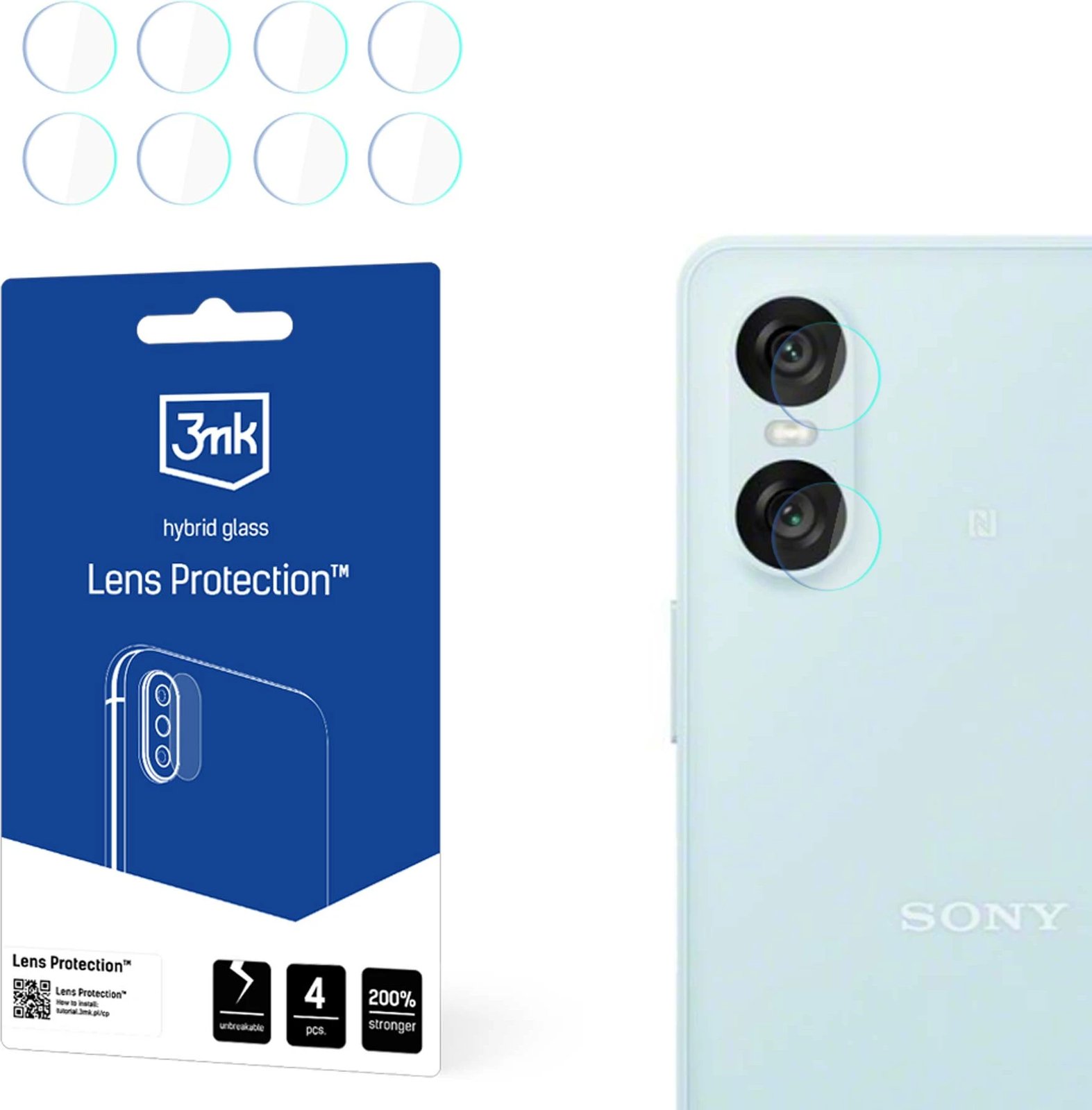 Mbrojtës xhami për kamerë 3mk Protection për Sony Xperia 10 VI, set 4 copë