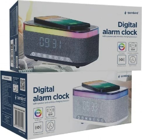 Ora alarmi digjitale Gembird DAC-SPKBT-QC15-BK, Bluetooth, E zezë