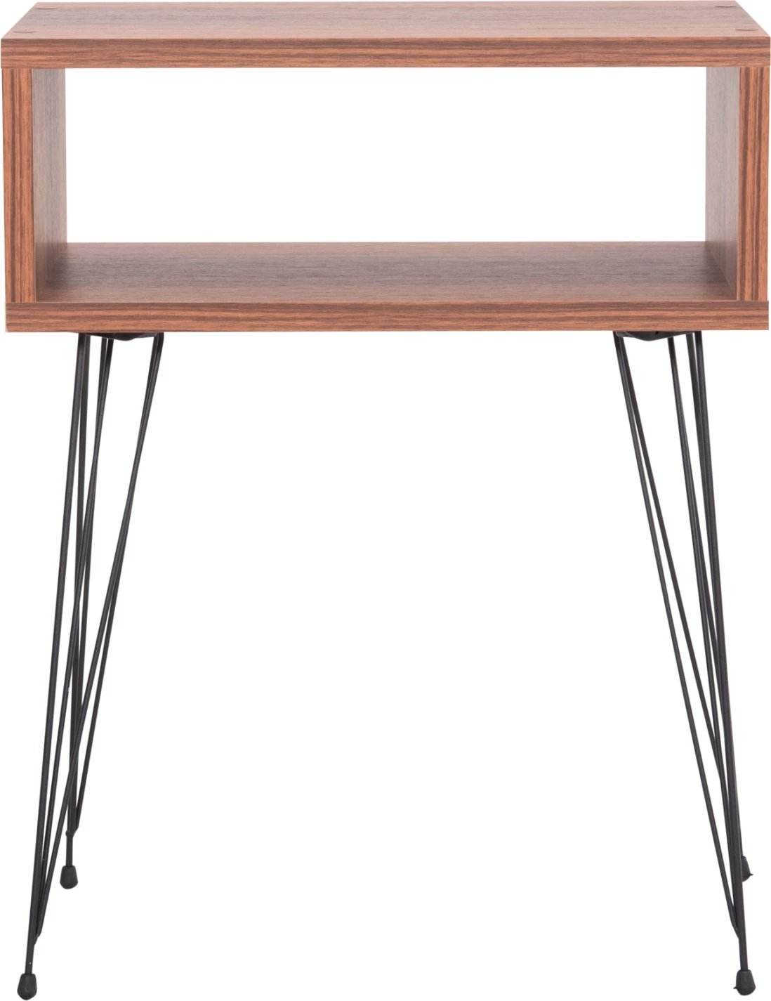 Komodinë anësore TODD FH18184.05 melaminë ngjyrë arre, këmbë metali të zeza, 45.5x29.5x58.5H cm.