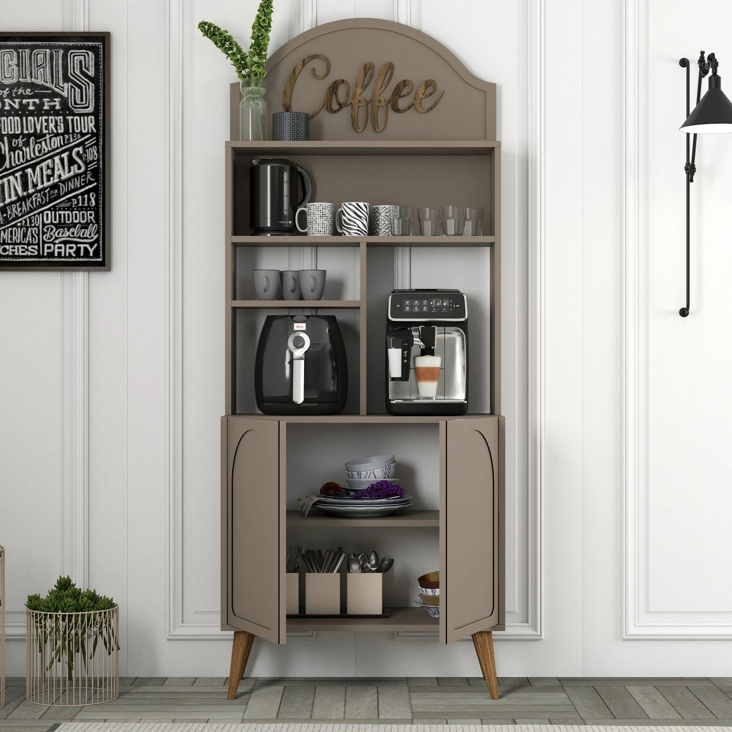 Dollap për kafe, ngjyrë Atlas dhe arre, Skye Decor, 81.3x201x35cm