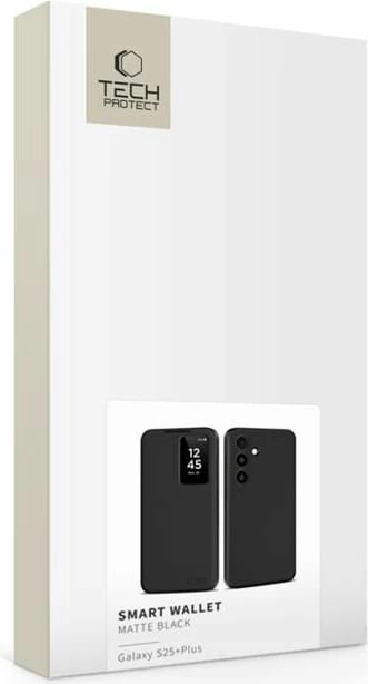 Mbështjellës Tech-Protect Smart Wallet për Samsung Galaxy S25+, e zezë mat