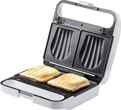 Sandwich maker 2-në-1, Adler AD 3070, pllaka të ndërroshme toast + grill, 850W (1100W max), i bardhë