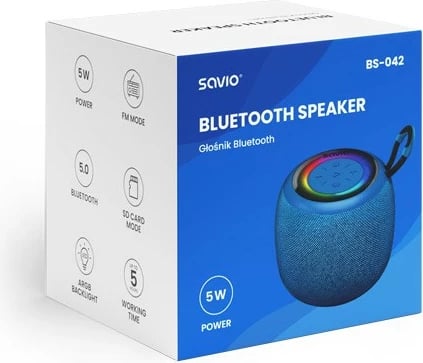 Altoparlant portativ Savio BS-042, Bluetooth 5W, Kaltër