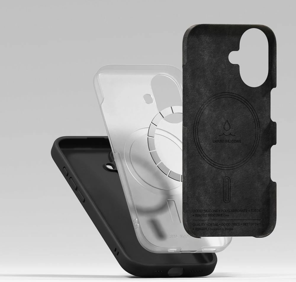 Mbështjellës Ringke Silicone MagSafe për iPhone 16, i zi