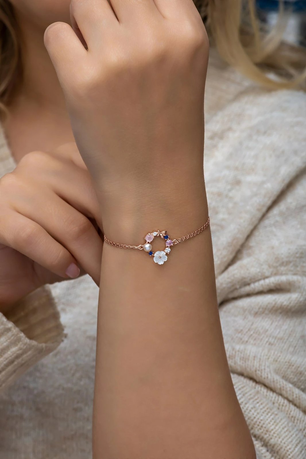 Byzylyk argjendi Jumeon, ngjyrë rozë e artë, NRZ998760