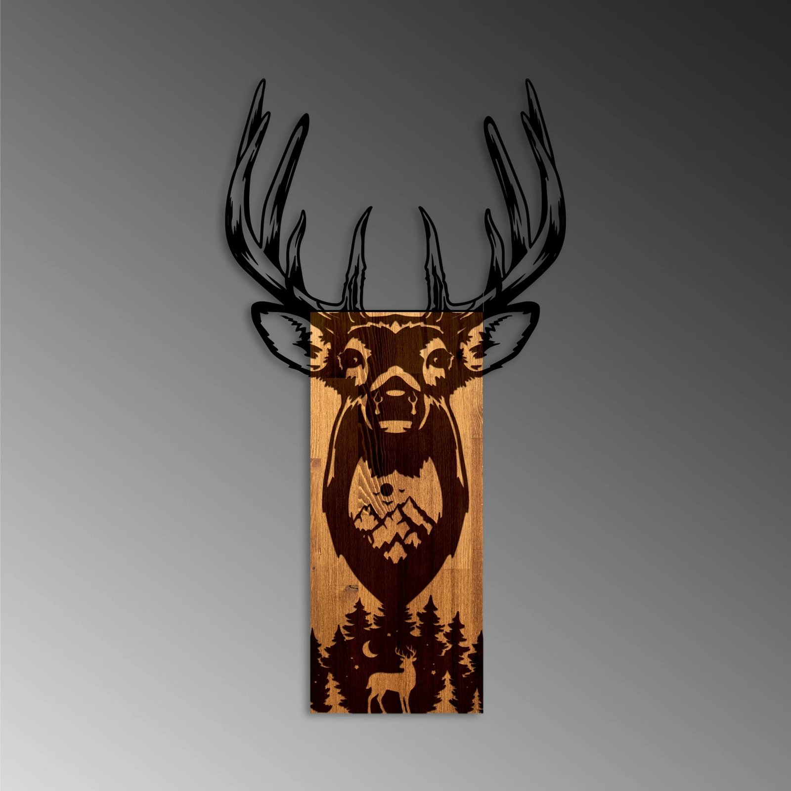 Aksesor dekorativ muri prej druri, Wallity, dreri në mal, ngjyrë arre dhe e zezë