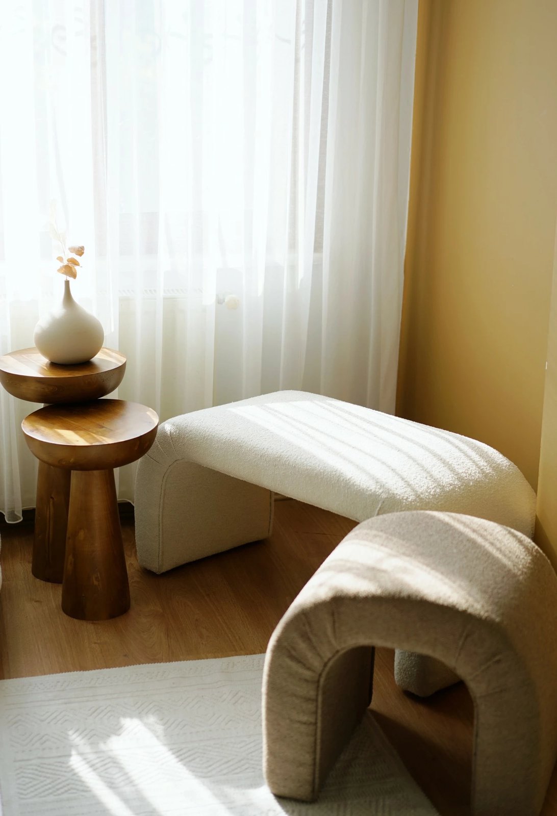Pouf Atelier del Sofa, Nu Bench, ngjyrë e bardhë