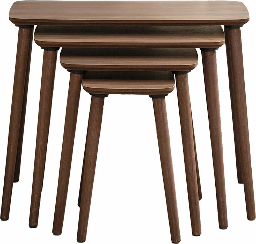 Set tavolinash ndihmëse (4 copë), Skye Decor, ngjyrë arre, Luci