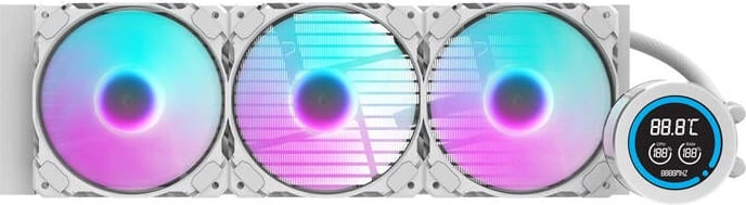 Ftohës me ujë për kompjuter Darkflash DN-D360, 360mm, ARGB, me ekran LCD, i bardhë