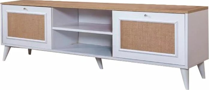 Komodë TV Skye Decor, montim, e bardhë, lis