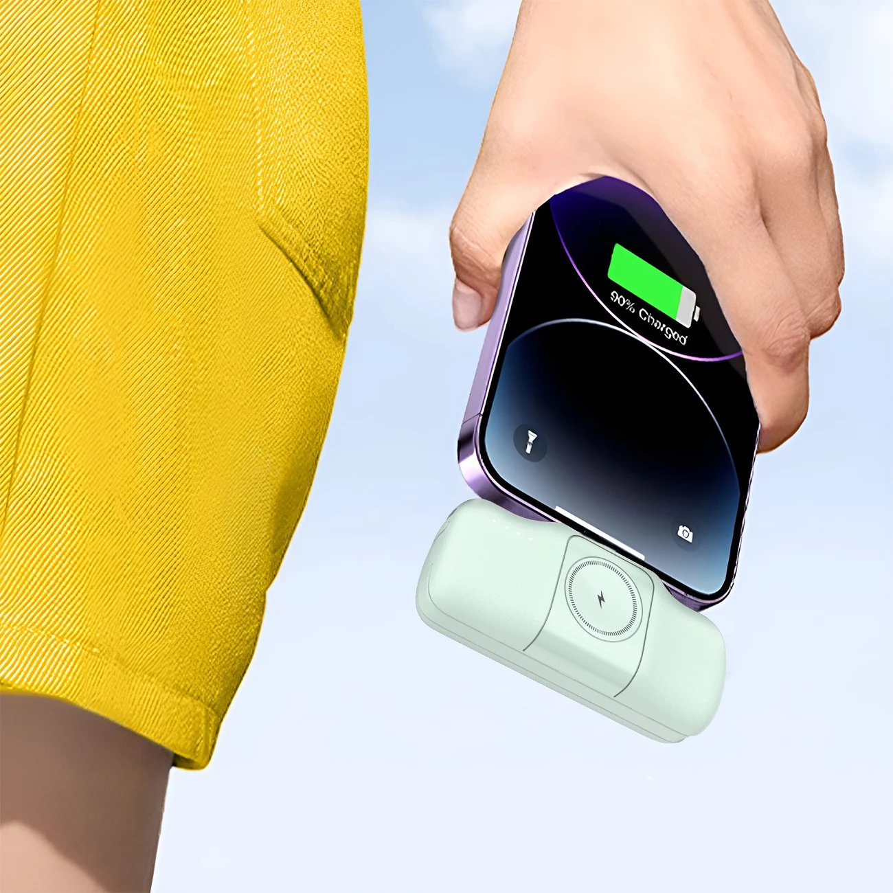 Powerbank Wozinsky WF16-YLS, 5000mAh, 15W, me kabllo USB-C të integruar dhe karikues për Apple Watch, Jeshile