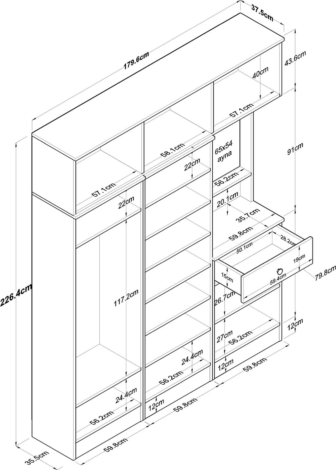 Stendë korridori Skye Decor, e bardhë, EA142 - 3450