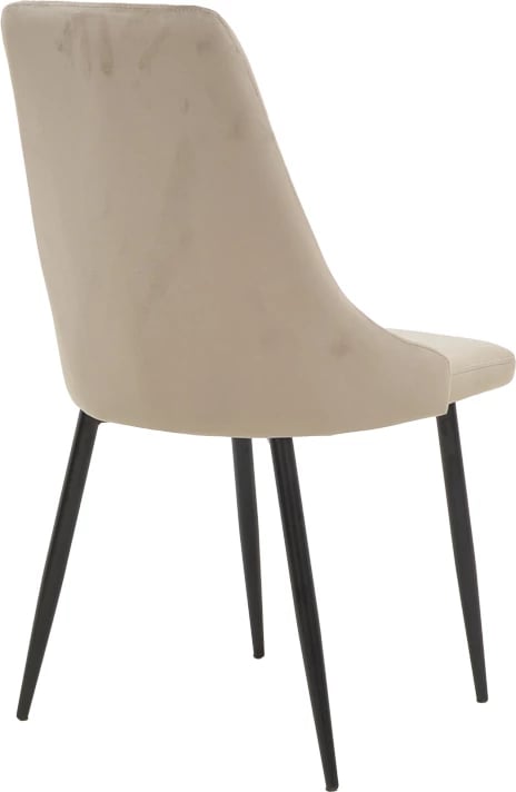 Karrige Azori kadife, bezhë-gri, këmbë metalike të zeza, 49x55x85cm (set prej 2 copash)