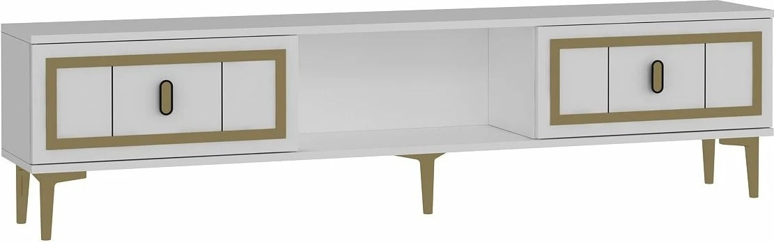 Komodë TV Skye Decor, e bardhë, ar