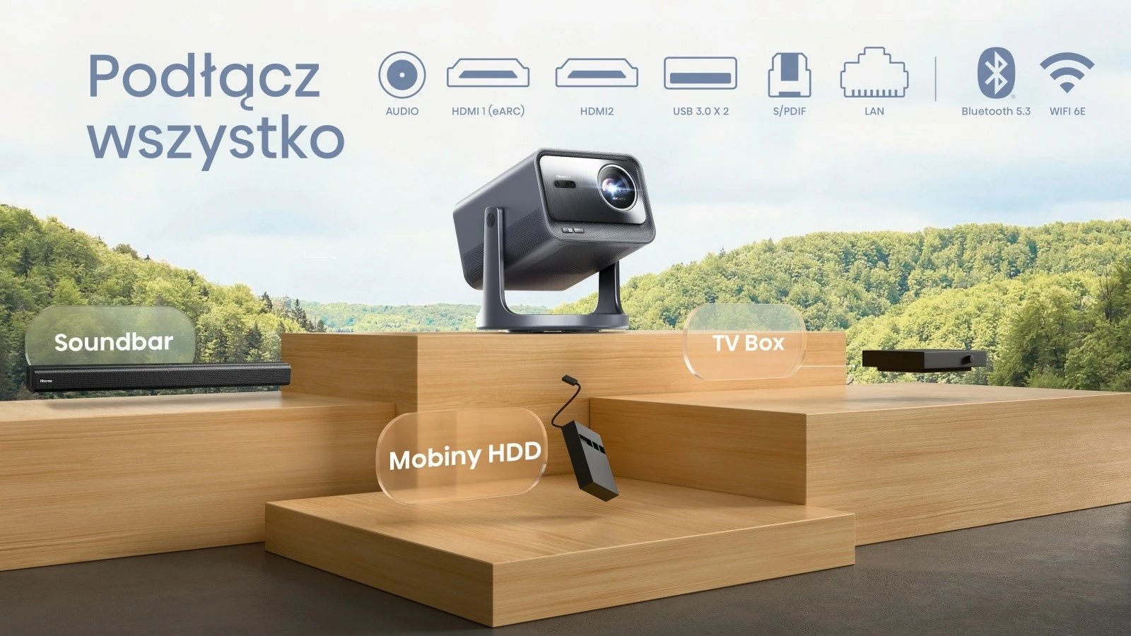 Projektor laser Hisense C2, 4K, 300", JBL Sound, WiFi, Bluetooth, Gri Projektor laser Hisense C2, 4K, 300", JBL Sound, WiFi, Bluetooth, Gri