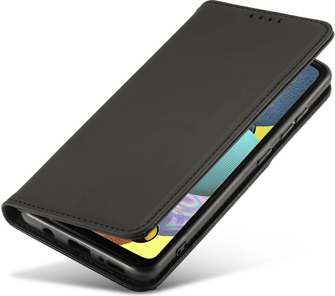 Mbështjellës Hurtel Magnet Card Case për Samsung Galaxy A12 5G, me portofol dhe mbajtëse, i zi