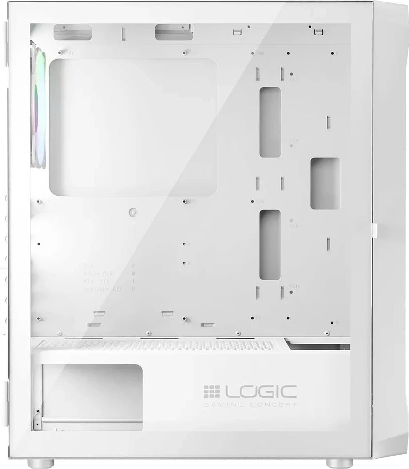 Kasë PC Logic Concept Portos ARGB Midi Tower, ATX/Micro ATX, x4 ARGB, panel anësor xham i kalitur, USB 3.0, White