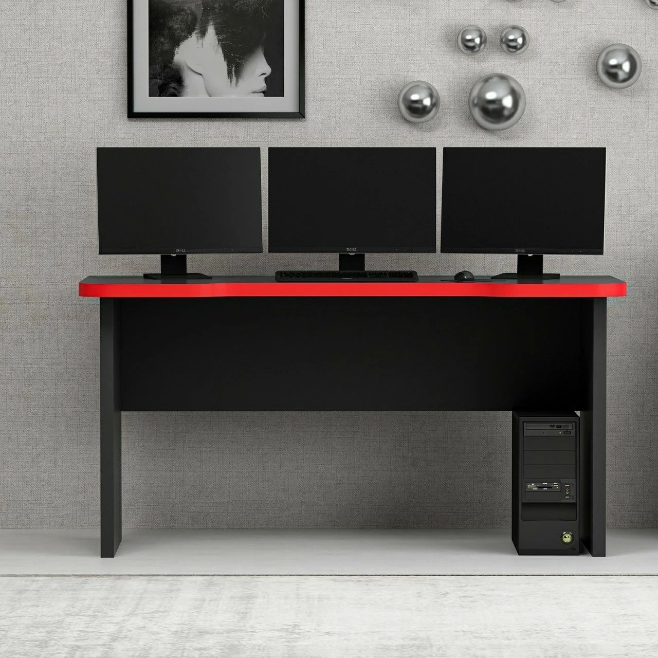 Tavolinë gaming Skye Decor, Phoenix 1, e zezë, e kuqe