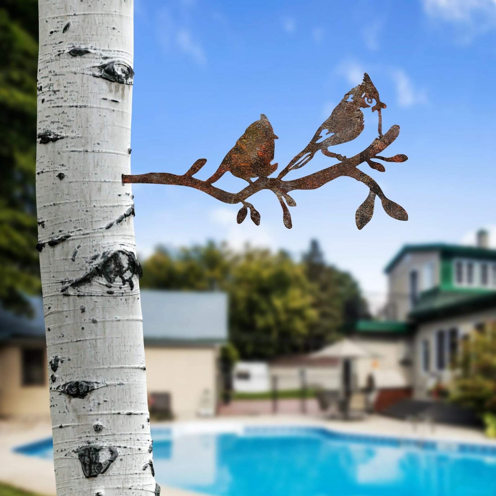 Dekor për kopsht, zogj në degë, ngjyrë kafe, Aberto Design, 45x23cm