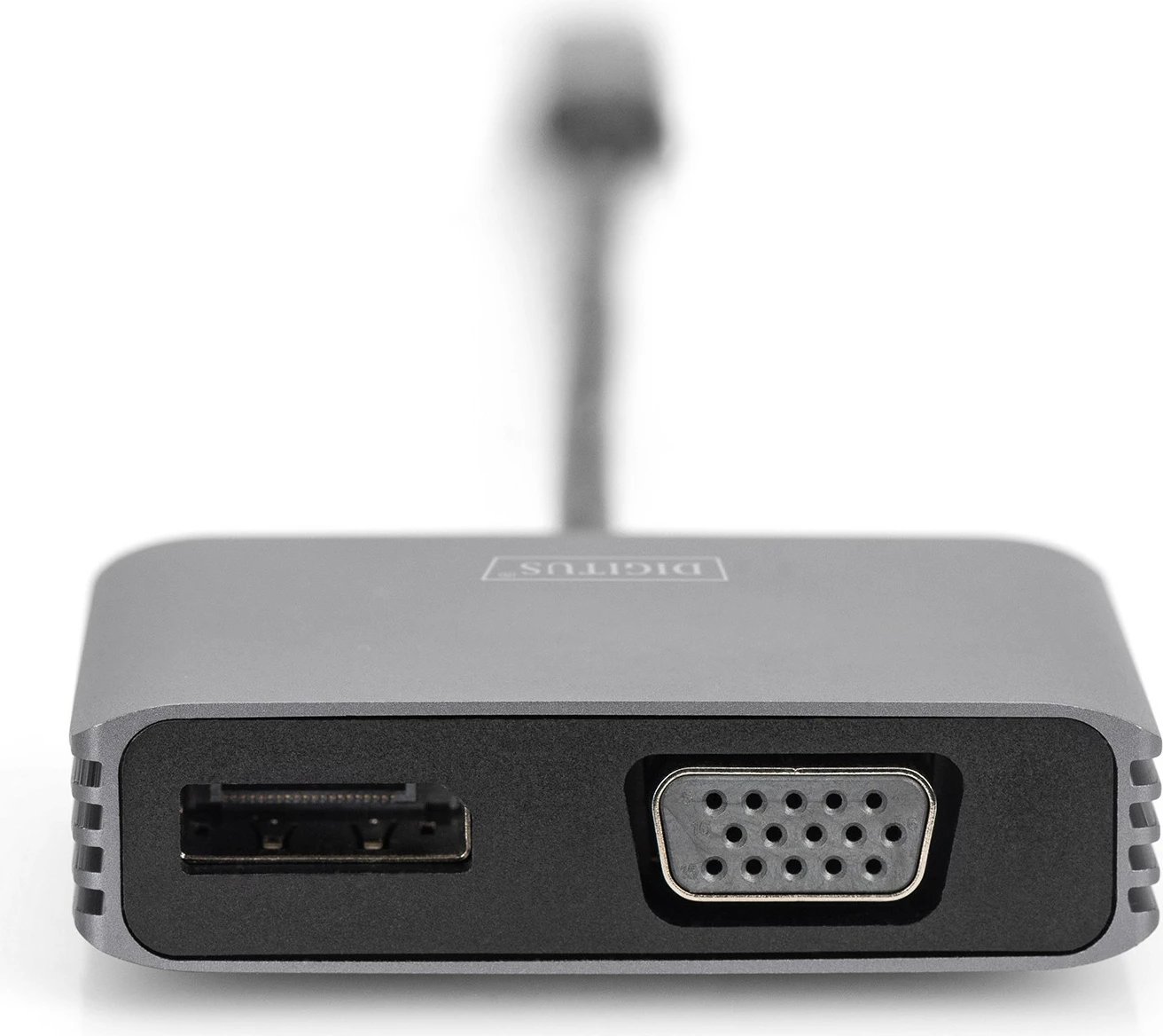 Adapter Digitus DP + VGA 20cm, 4K/30Hz, alumini, argjendtë