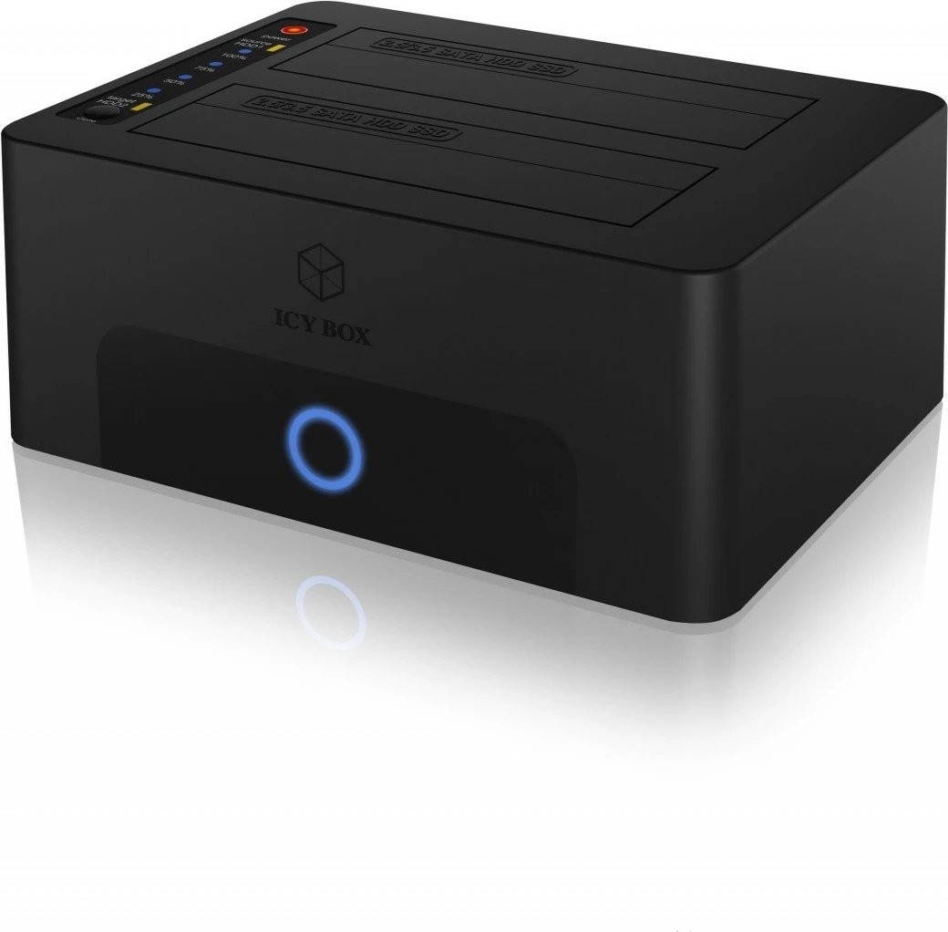 Docking station IcyBox IB-1232CL-U3 për 2x2.5" ose 3.5" SATA HDD, USB 3.0, e zezë