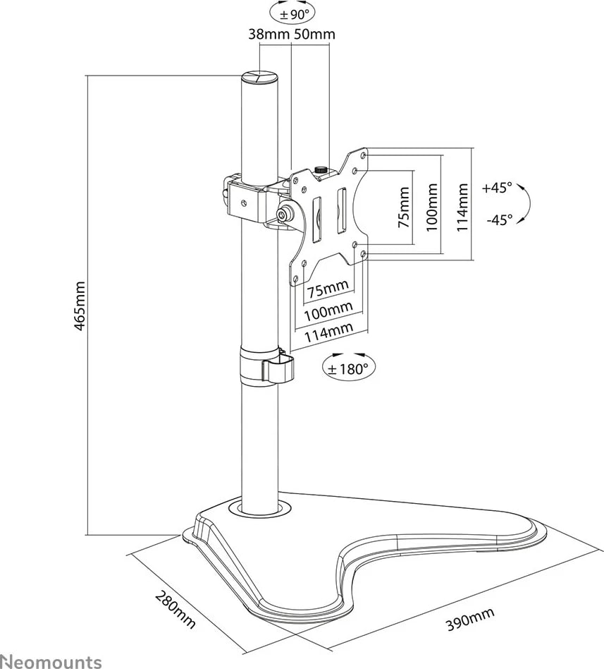 Mbajtës monitori Newstar Neomounts FPMA-D550SBLACK, deri 32 inç, rregullim lartësie, i zi