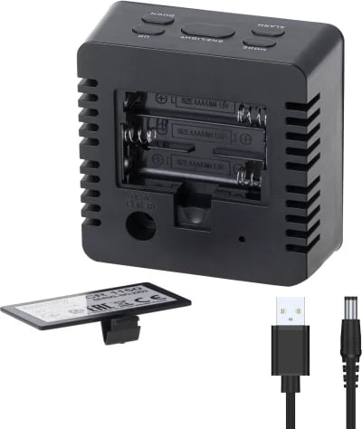 Orë alarmi Adler CR 1150, ekran LED, datë dhe temperaturë, 3 mënyra alarmi, USB + 3x AAA, e zezë
