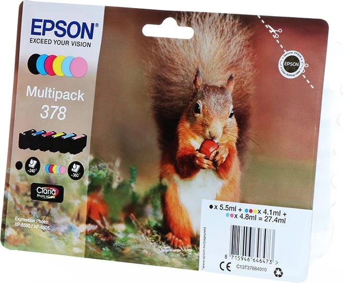 Kartushë boje, Epson 378 C13T37884010, 6x 5,5 ml, e zezë/cian/magenta/e verdhë/foto cian/foto magenta, paketë