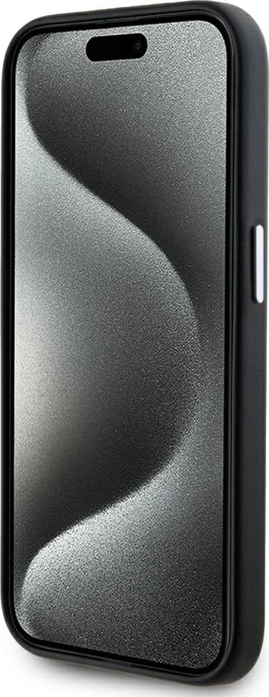 Mbështjellës Karl Lagerfeld FW Metal Plate MagSafe për iPhone 15 Pro, i zi