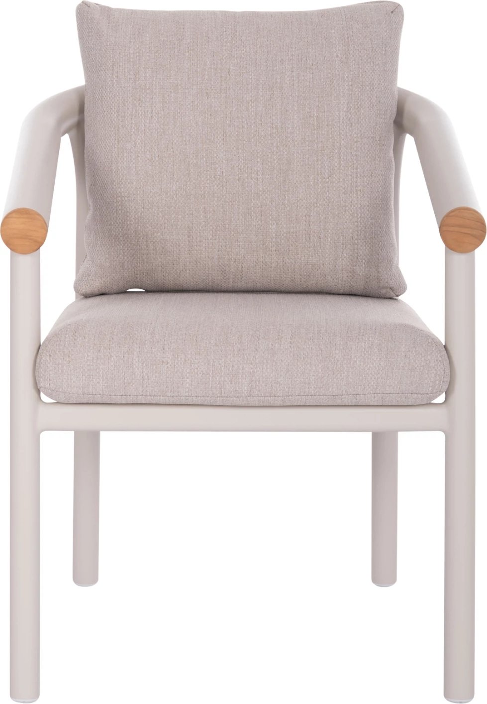 Karrige ngrënieje EUTOPIA, alumin krem e bardhë, stof OLEFIN bezhë, 62x66x78cm