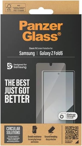 Xham mbrojtës PanzerGlass Classic Fit për Samsung Galaxy Z Fold 6, Transparent