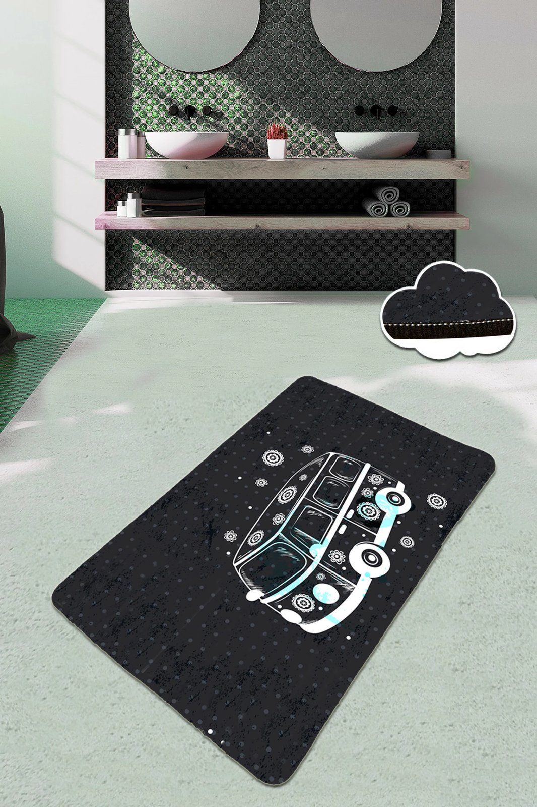 Tapet për banjo Mijölnir, dizajn autobus, 70x120cm